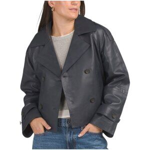 BOD & CHRISTENSEN Leather Cropped Trench Coat